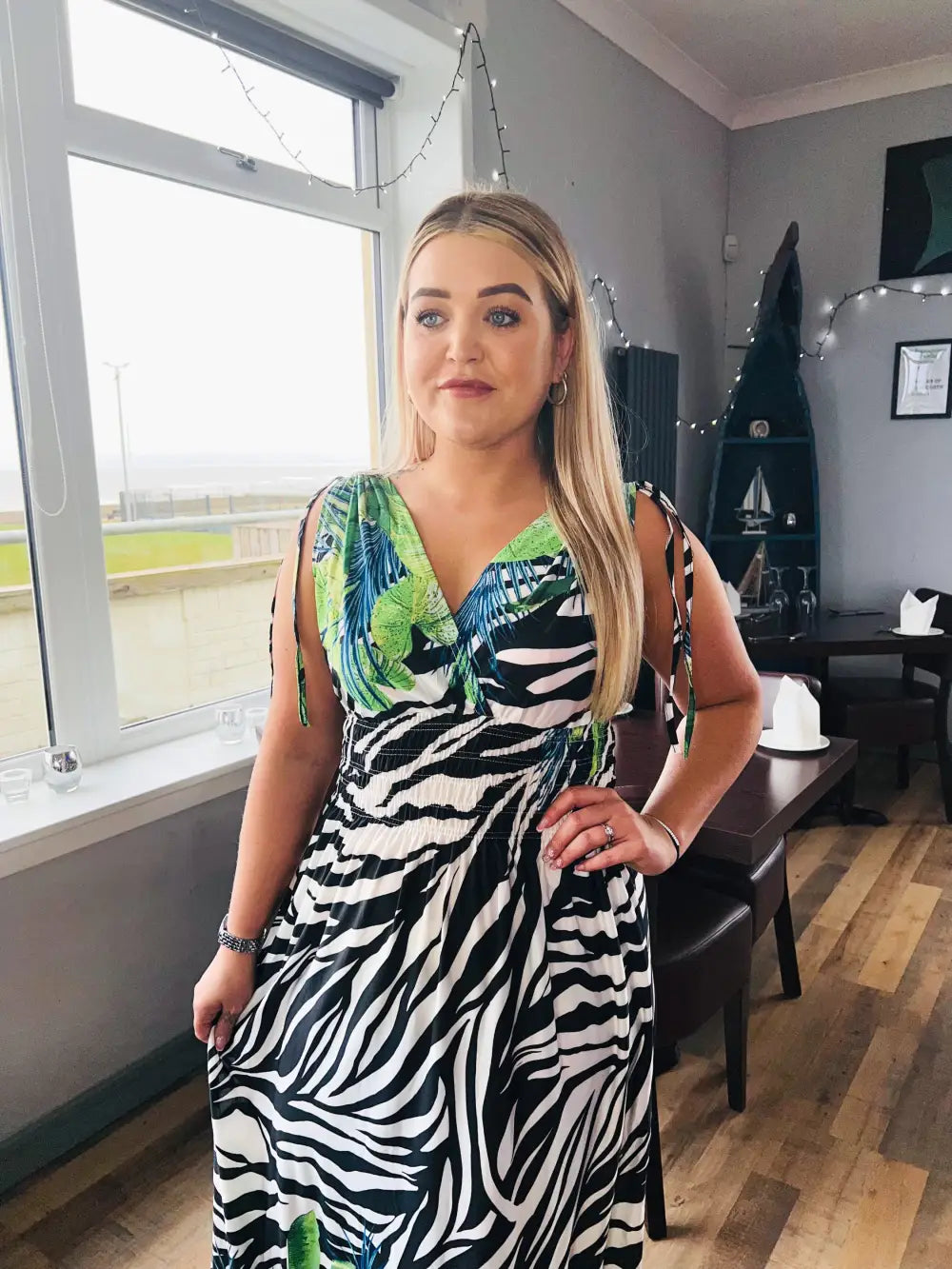 Alana Zebra Print Dress GREEN
