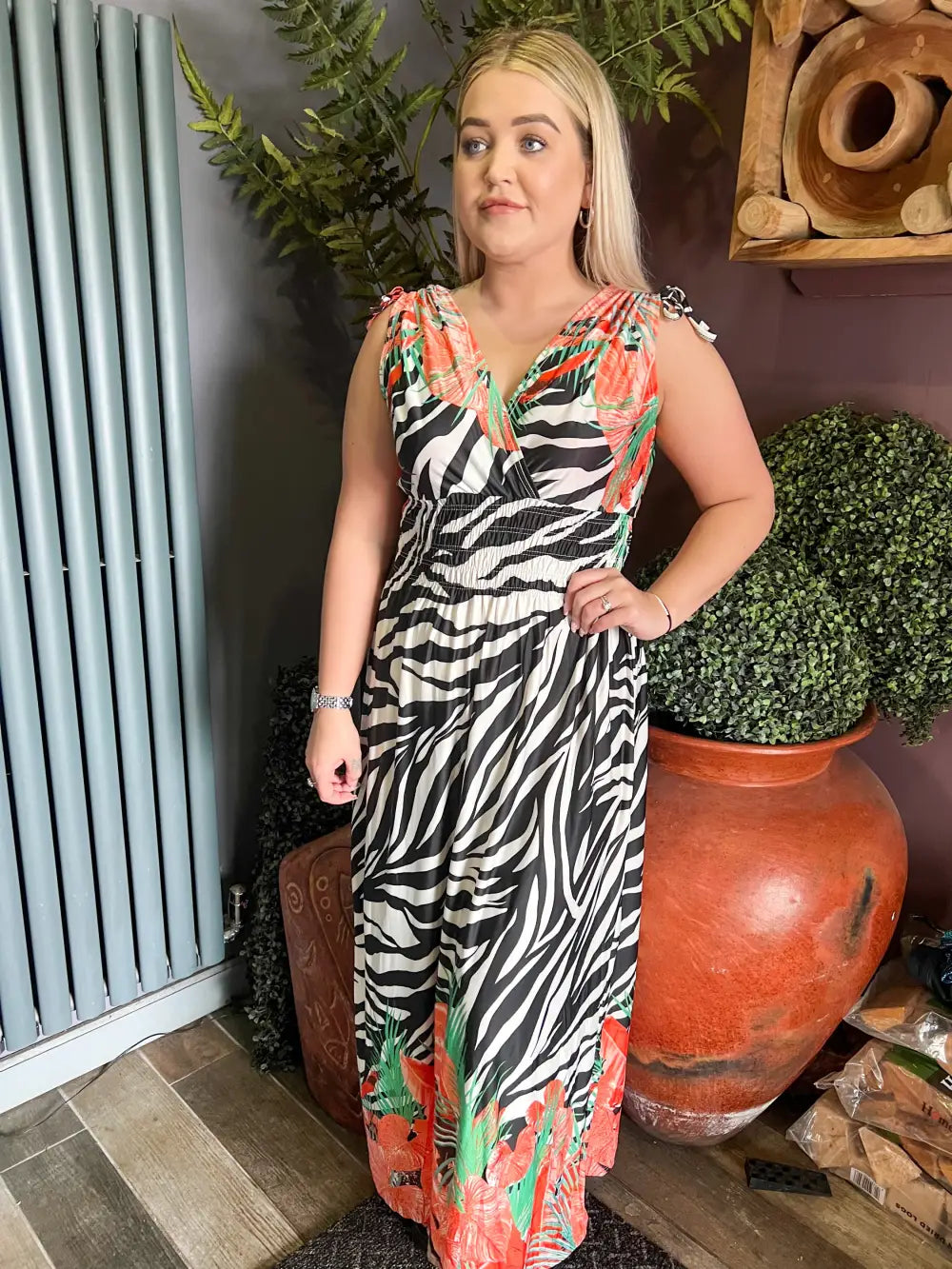 Alana Zebra Print Dress ORANGE
