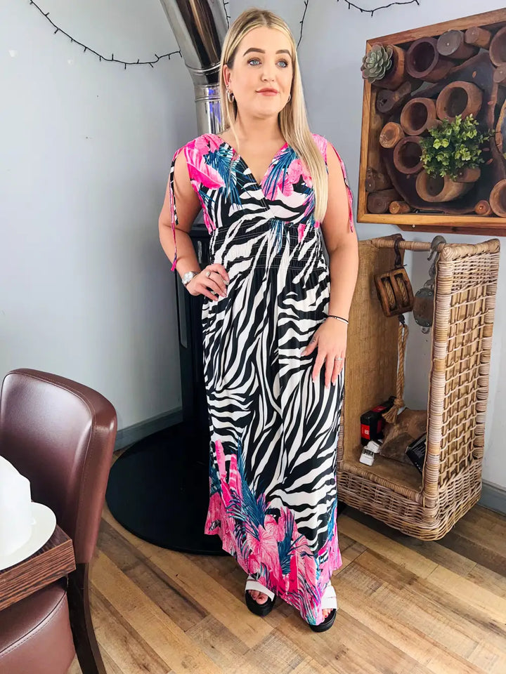 Alana Zebra Print Dress PINK