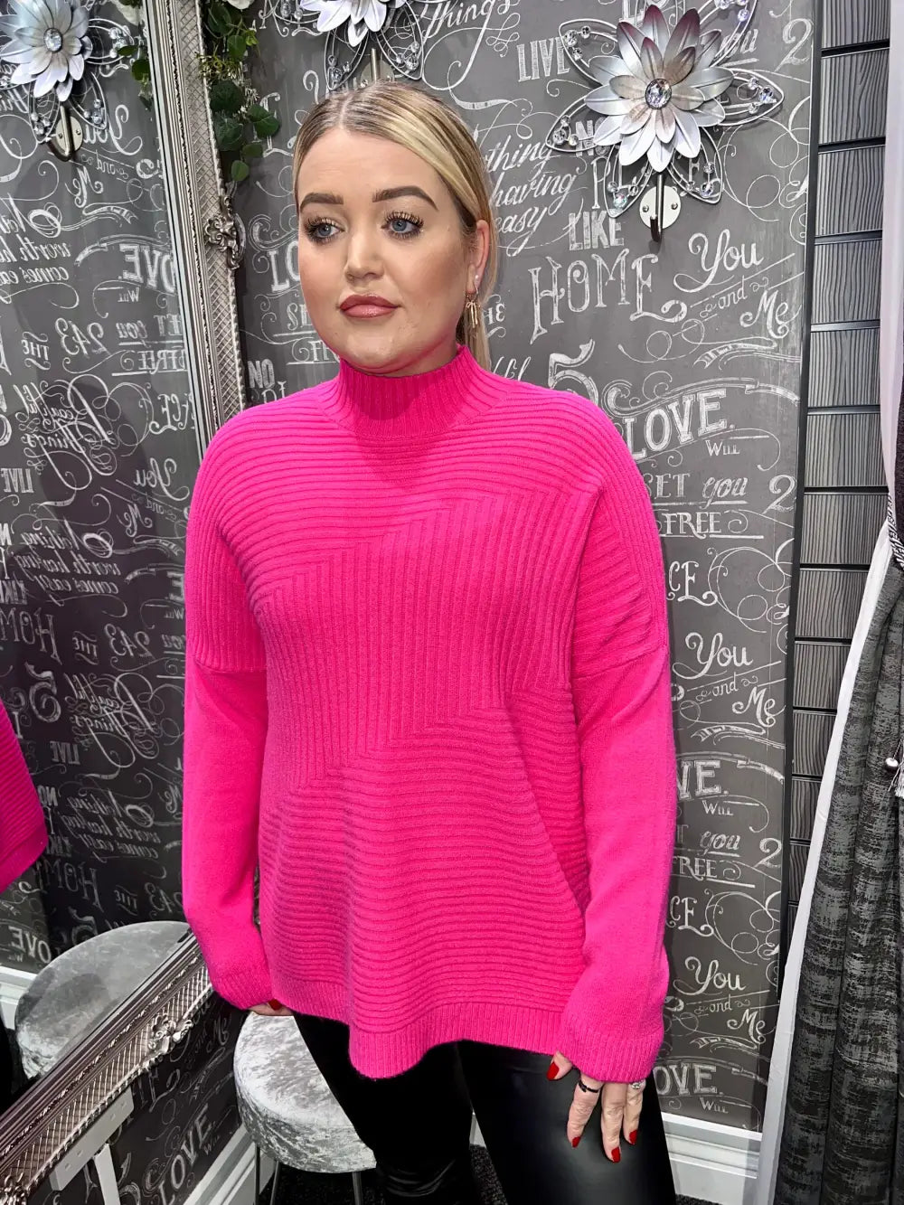 Block Ribbed Jumper CERISE - Knitwear