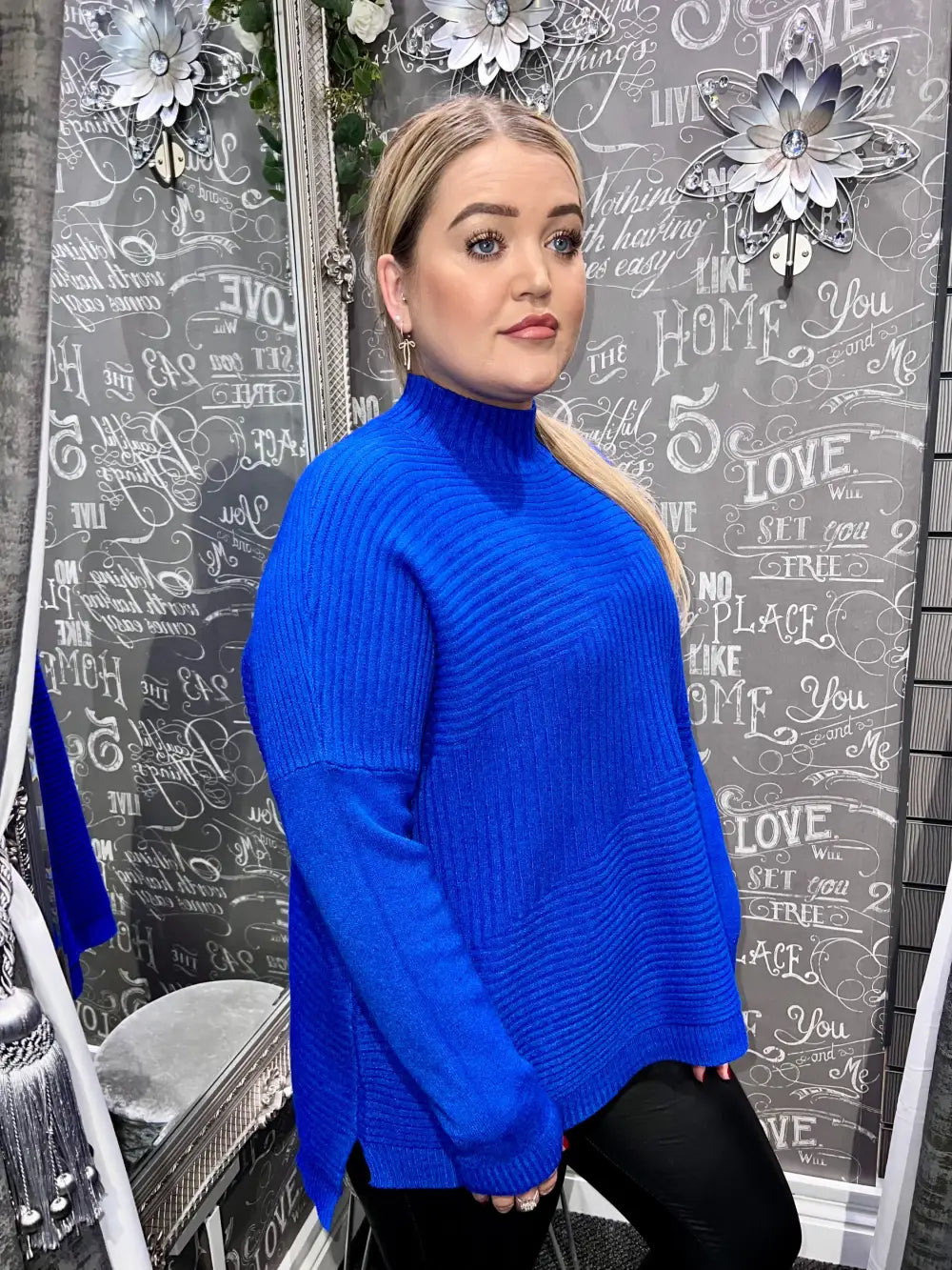 Block Ribbed Jumper ROYAL - Knitwear