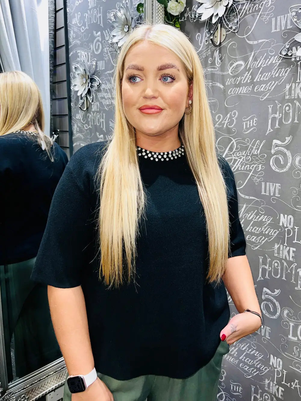 Cora Diamante Collar Jumper BLACK