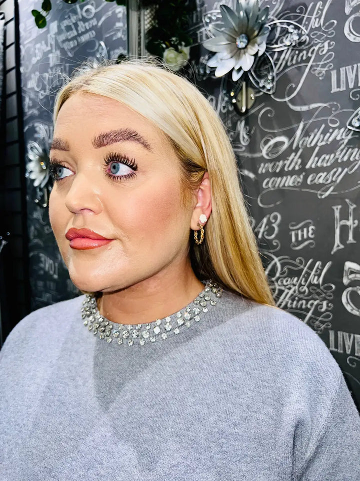 Cora Diamante Collar Jumper GREY