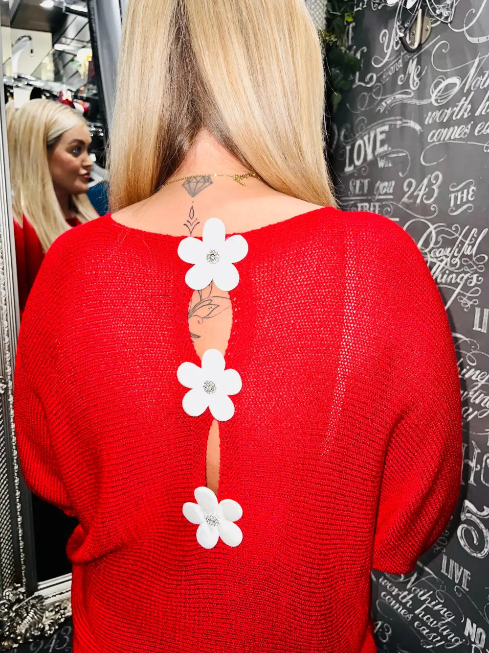 Daisy Back Jumper RED