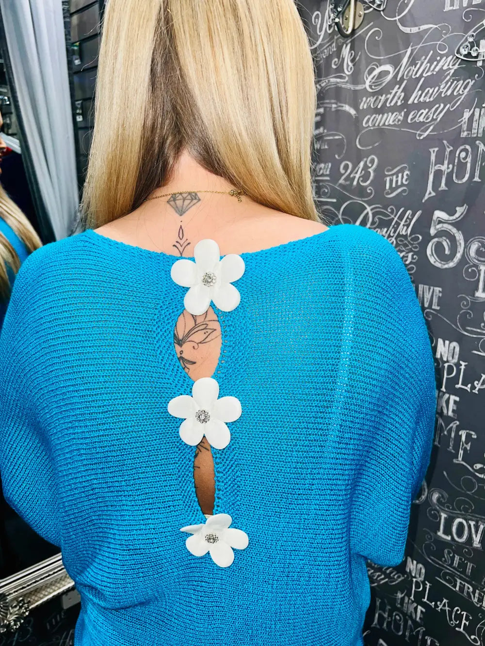Daisy Back Jumper TURQUOISE