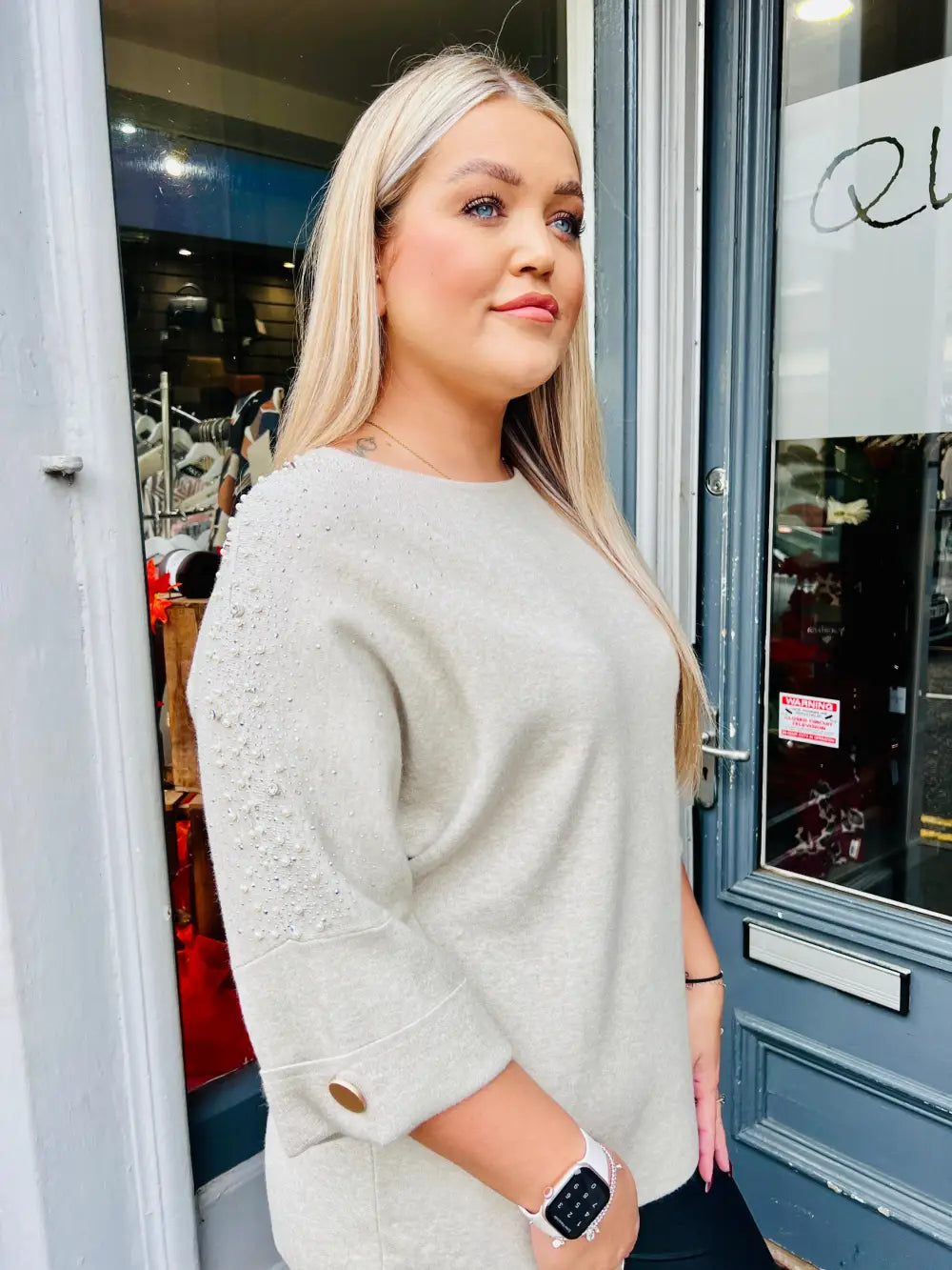 Emily Sparkle and Pearl Knit BEIGE