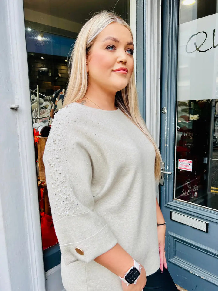 Emily Sparkle and Pearl Knit BEIGE