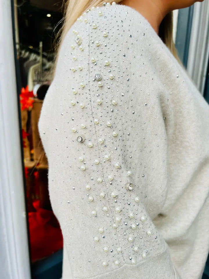 Emily Sparkle and Pearl Knit BEIGE