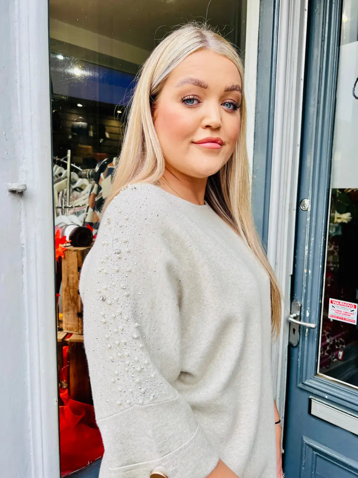 Emily Sparkle and Pearl Knit BEIGE