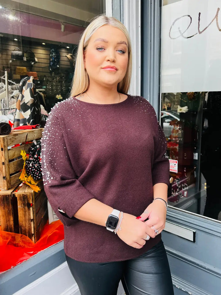 Emily Sparkle and Pearl Knit CHOCOLATE