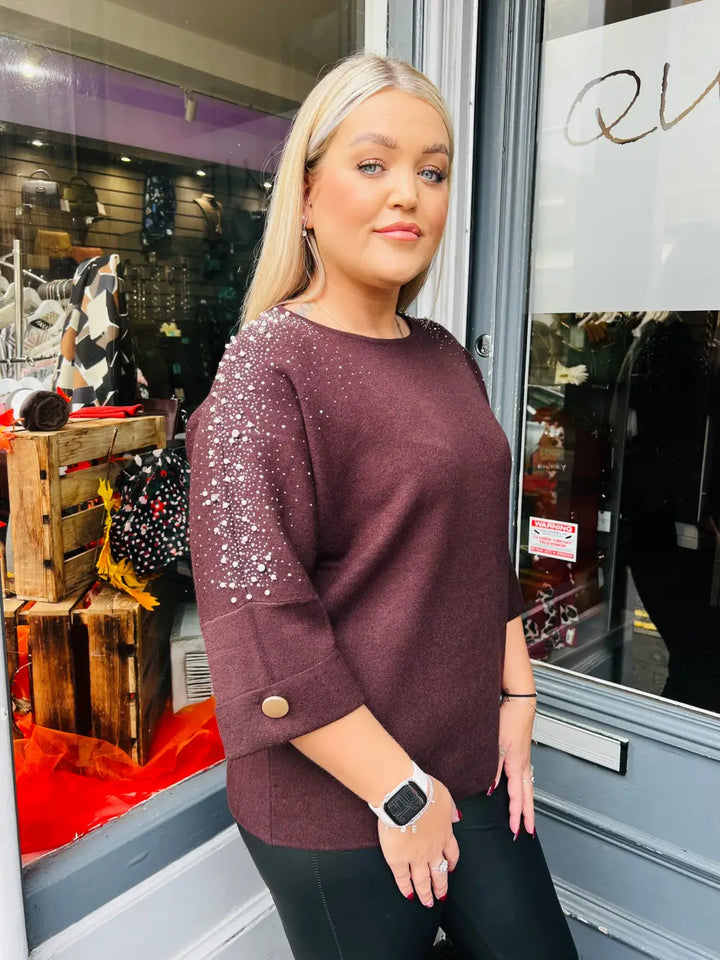 Emily Sparkle and Pearl Knit CHOCOLATE