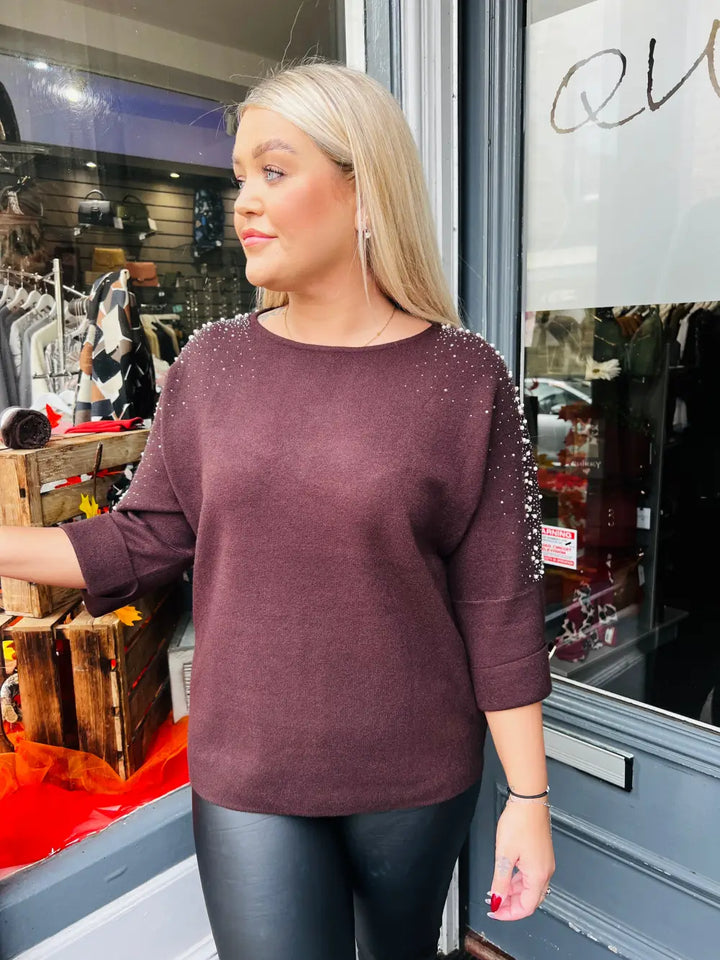 Emily Sparkle and Pearl Knit CHOCOLATE