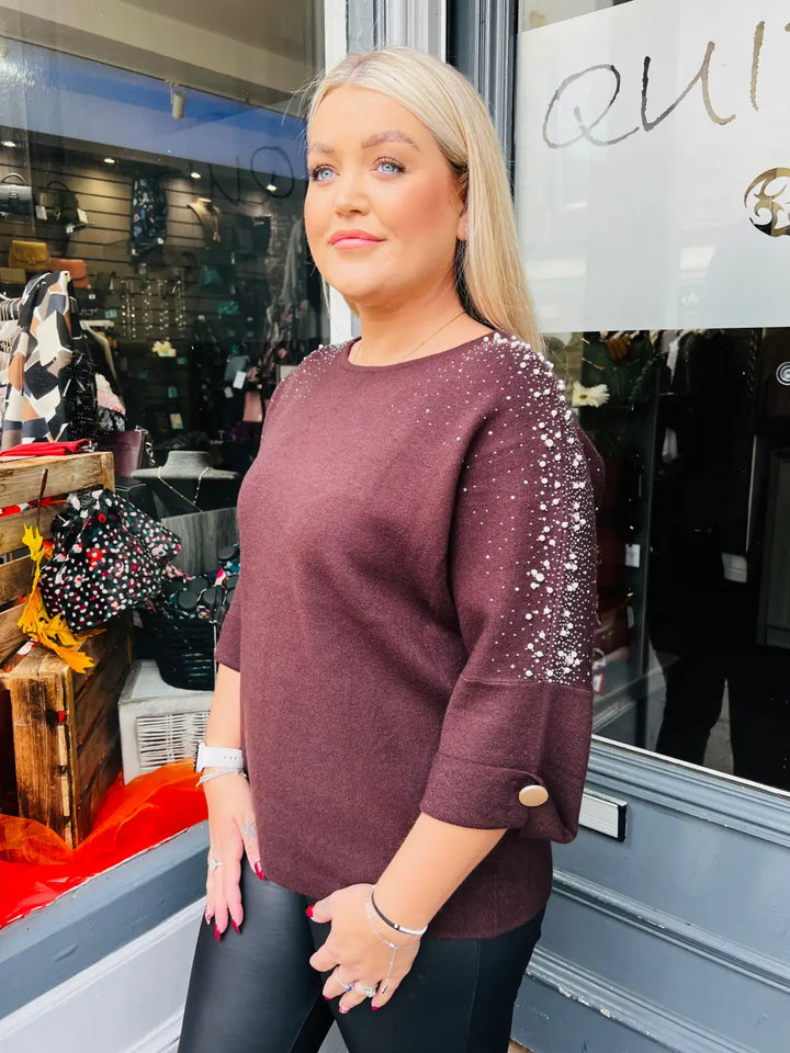 Emily Sparkle and Pearl Knit CHOCOLATE