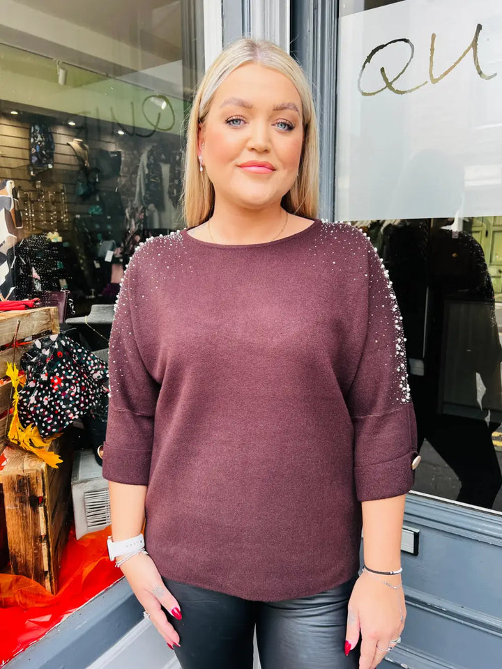 Emily Sparkle and Pearl Knit CHOCOLATE