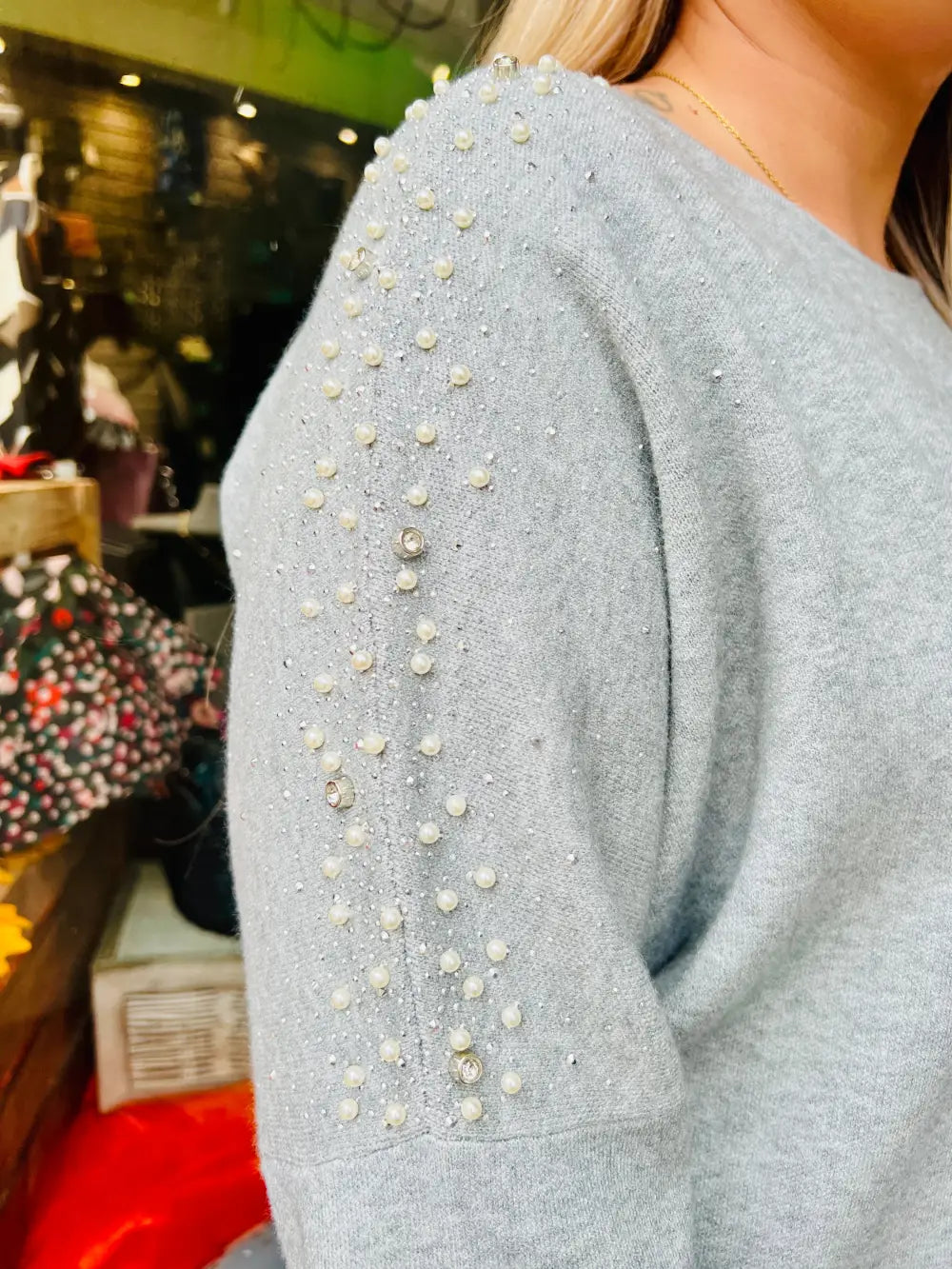 Emily Sparkle and Pearl Knit GREY