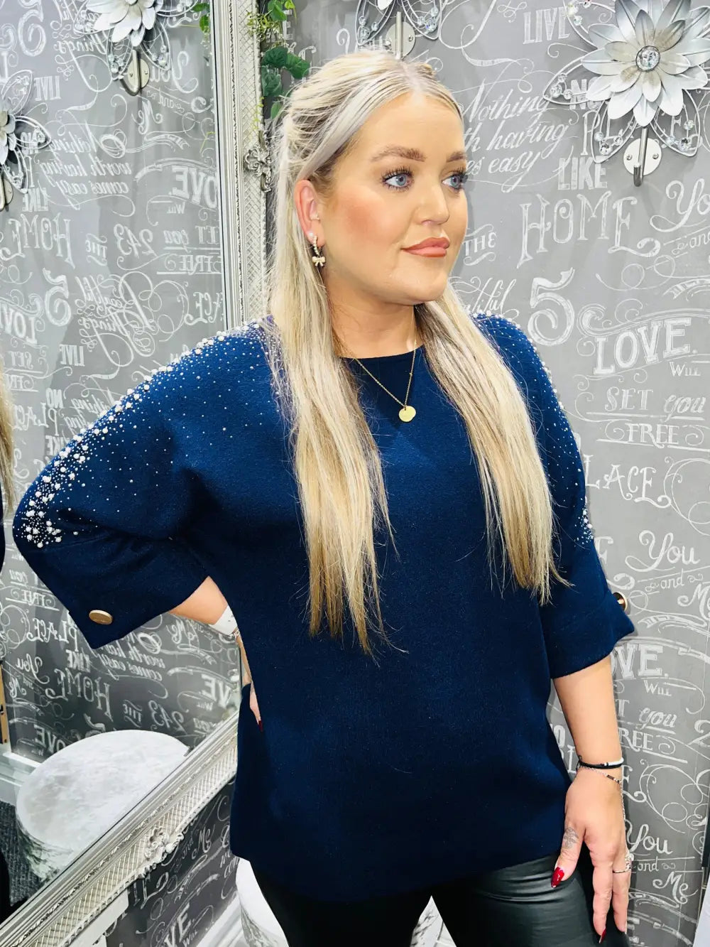 Emily Sparkle and Pearl Knit NAVY