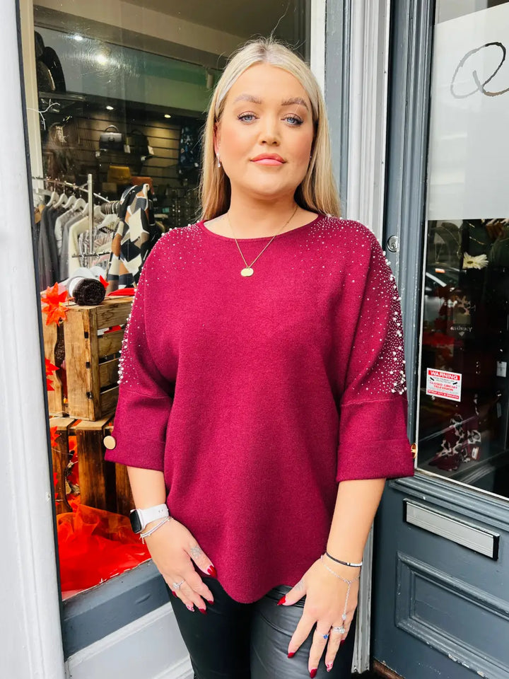 Emily Sparkle and Pearl Knit WINE
