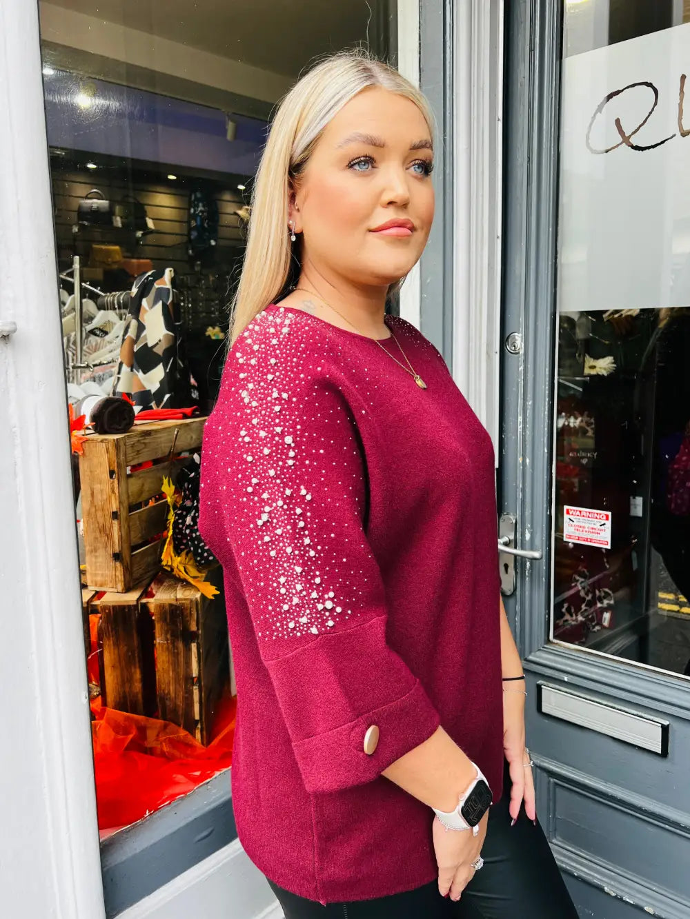 Emily Sparkle and Pearl Knit WINE