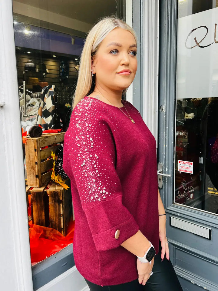 Emily Sparkle and Pearl Knit WINE