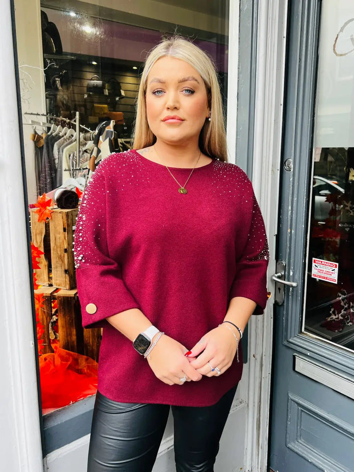 Emily Sparkle and Pearl Knit WINE