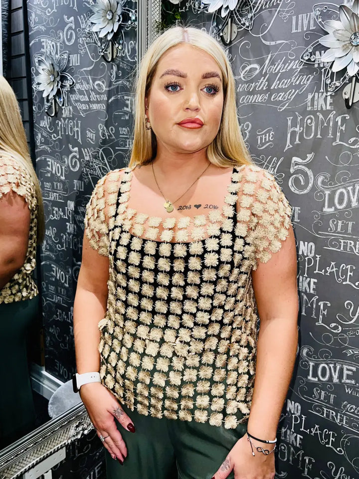 Florence Sleeveless Flower Top GOLD