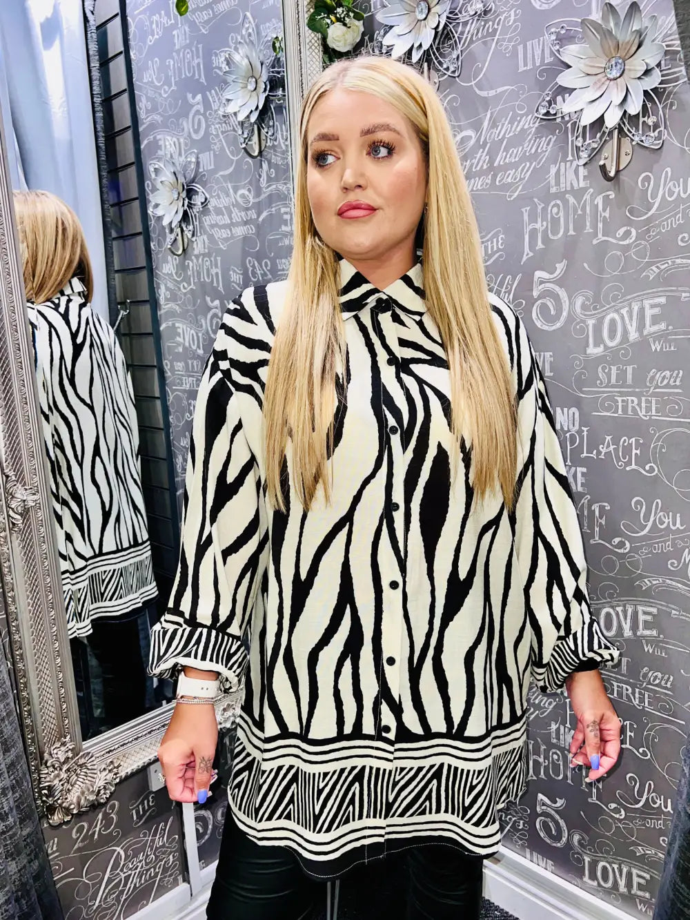 Jodi Zebra Print Shirt BLACK