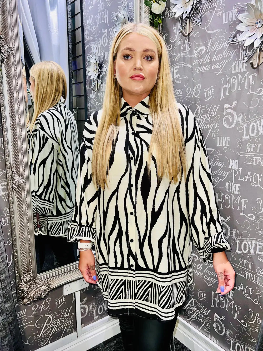 Jodi Zebra Print Shirt BLACK