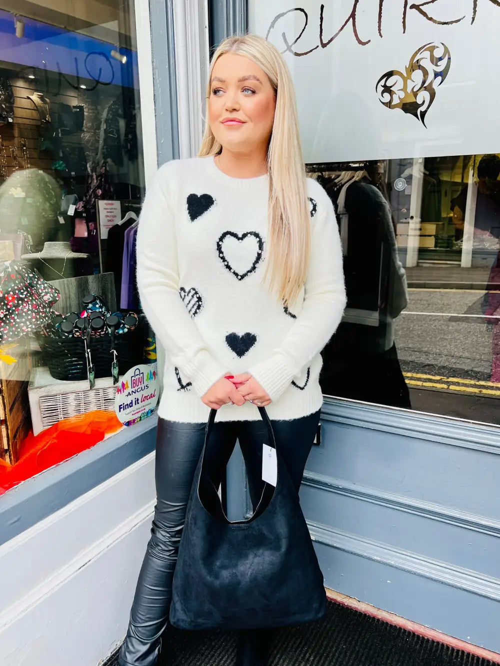 Keira Diamante Heart Jumper CREAM