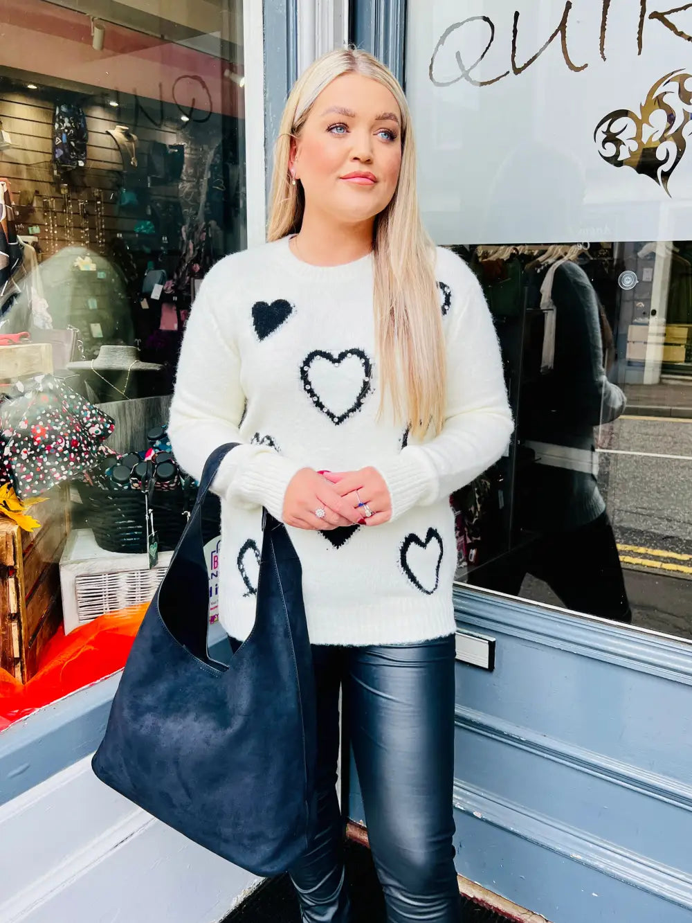 Keira Diamante Heart Jumper CREAM