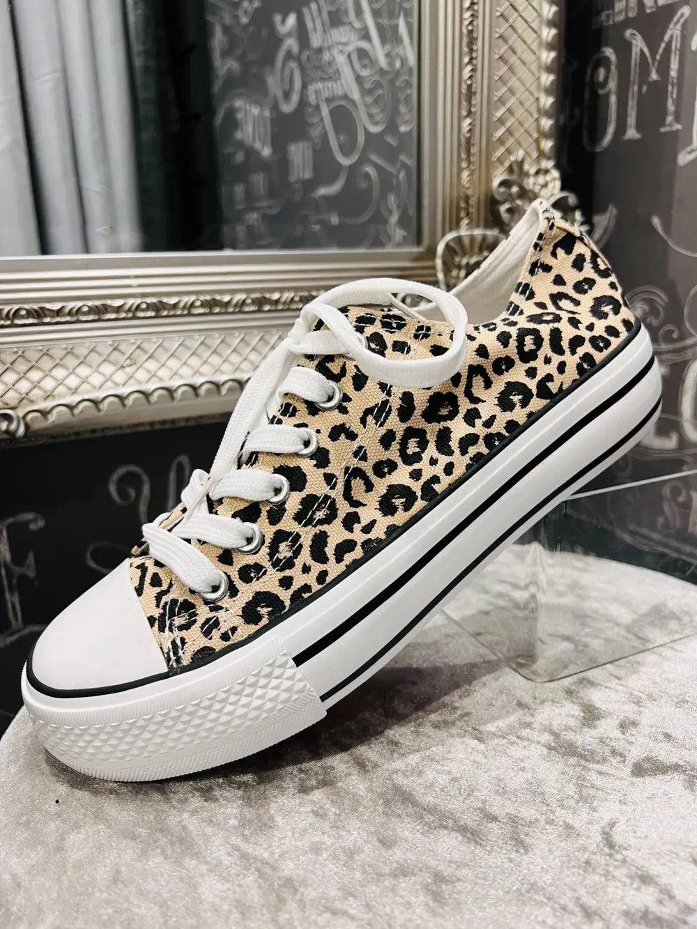 Leopard Print Canvas Trainer Shoes - size 3 (36) Footwear