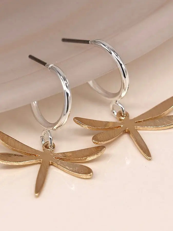 POM Dragonfly Gold Earrings - Jewellery