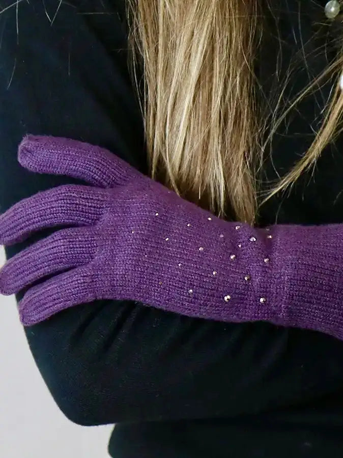 POM Embellished Gloves AUBERGINE