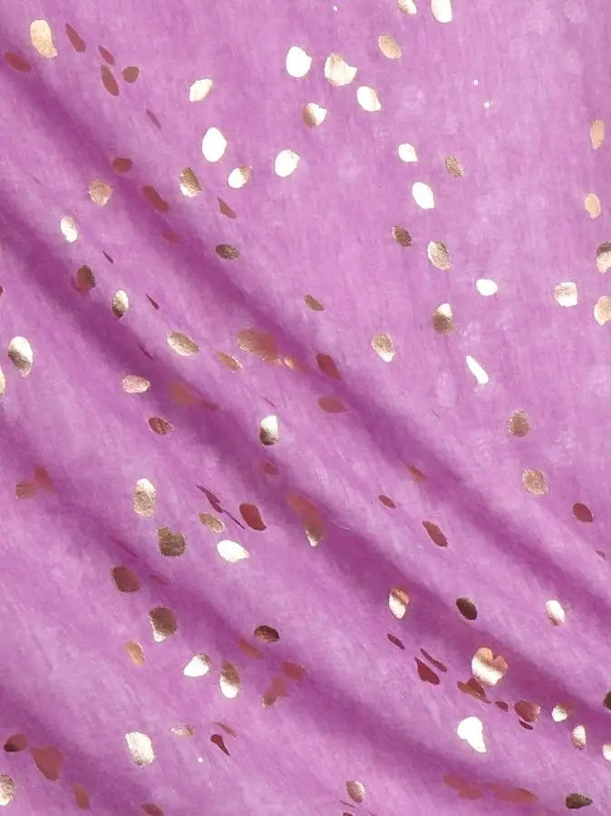 POM Foil Scarf Rose Gold Large Dot PURPLE - Thin Scarf