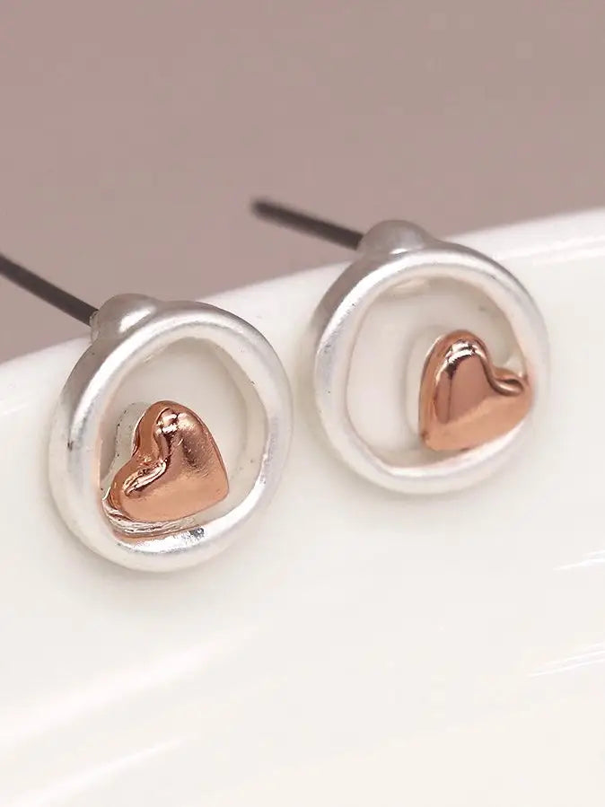 POM Heart In Loop Stud Earrings - Jewellery