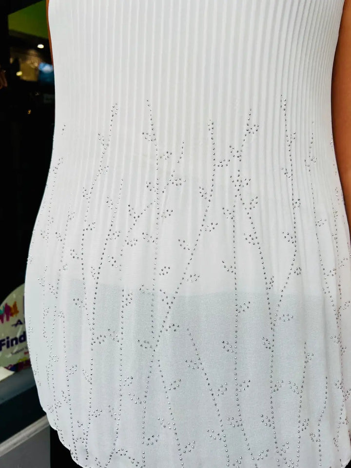 Rhea Sparkle Pleated Chiffon Top CREAM - Blouse