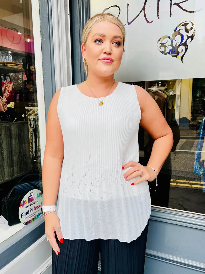 Rhea Sparkle Pleated Chiffon Top CREAM - Blouse