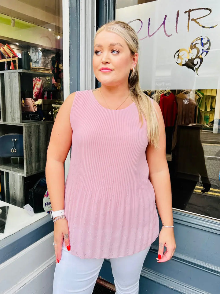 Rhea Sparkle Pleated Chiffon Top DUSKY PINK - Blouse