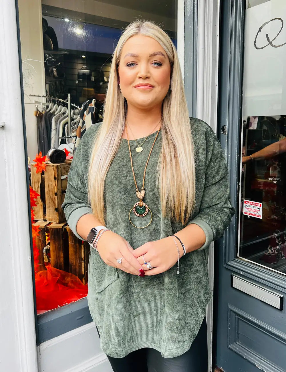 Rosie Chenille Necklace Top KHAKI