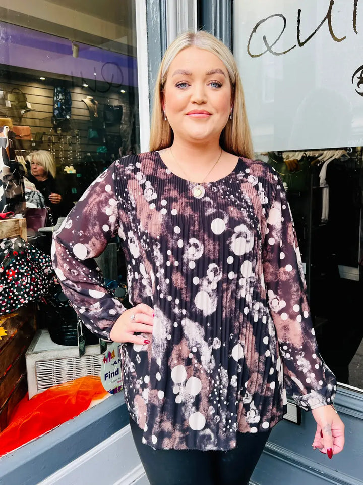 Sasha Chiffon Pleated Blouse BLACK