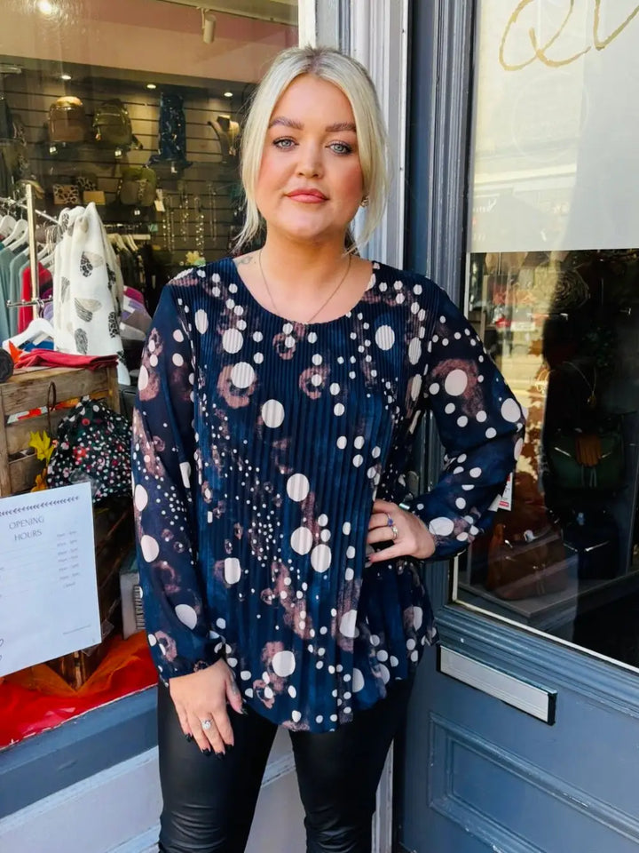 Sasha Chiffon Pleated Blouse NAVY