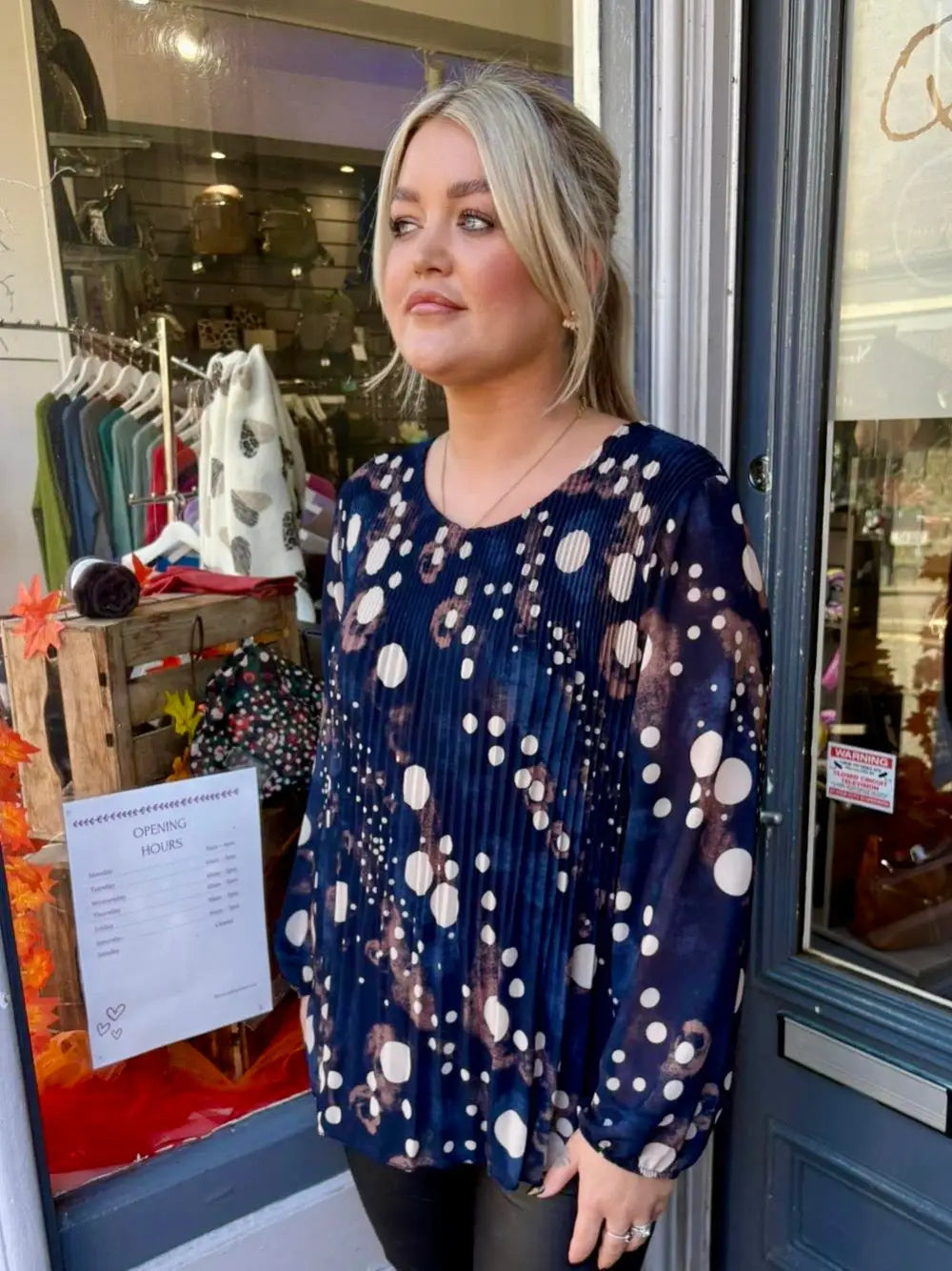 Sasha Chiffon Pleated Blouse NAVY