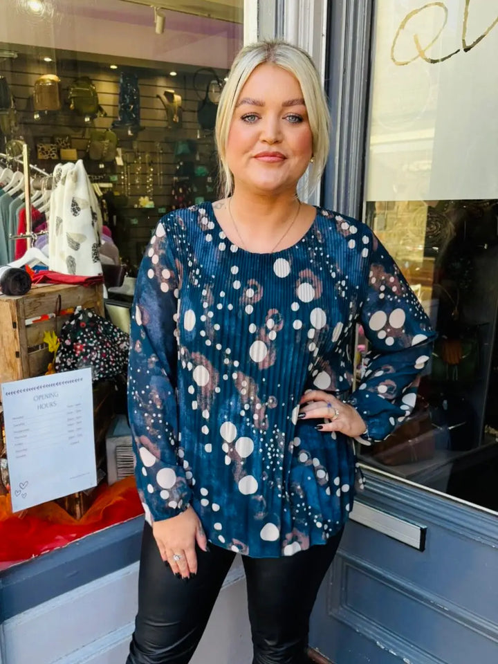 Sasha Chiffon Pleated Blouse TEAL - Blouse