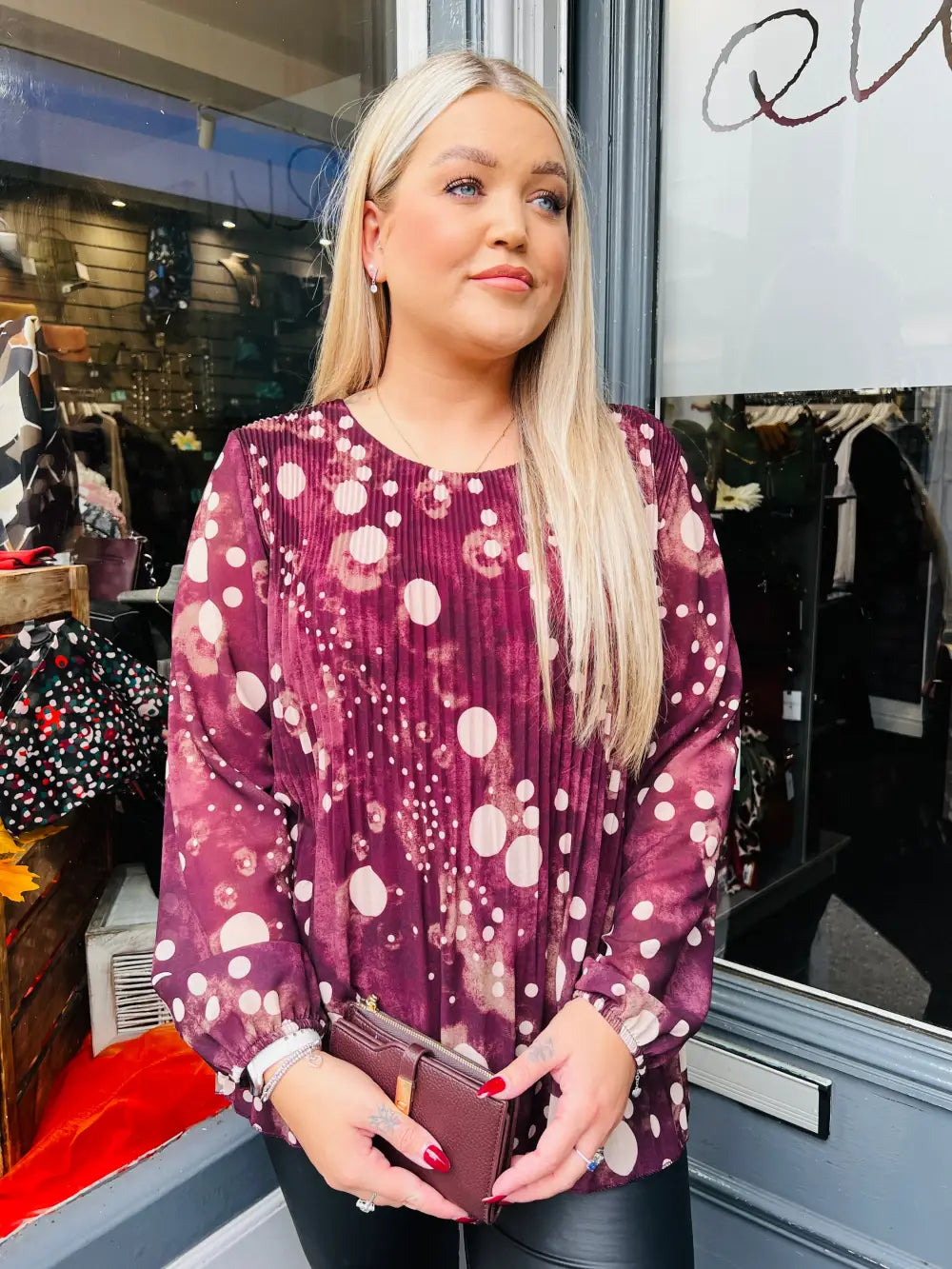 Sasha Chiffon Pleated Blouse WINE