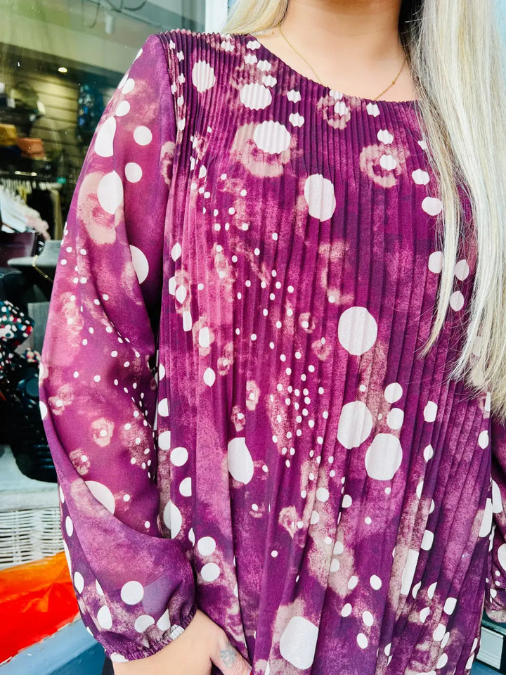 Sasha Chiffon Pleated Blouse WINE