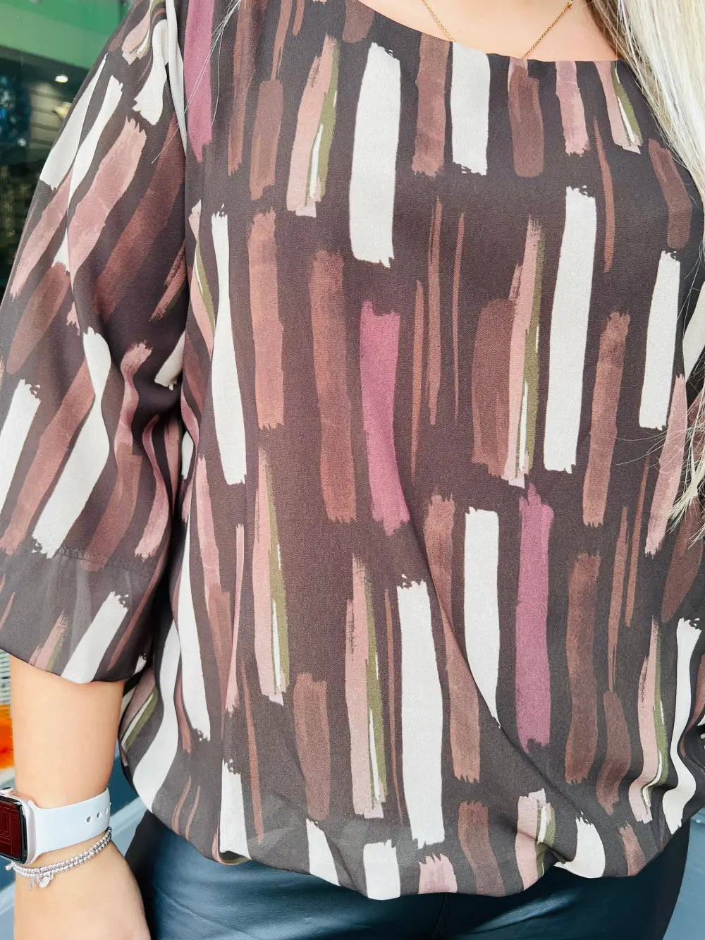 Sofia Chiffon Bubble Hem Blouse BROWN - Blouse