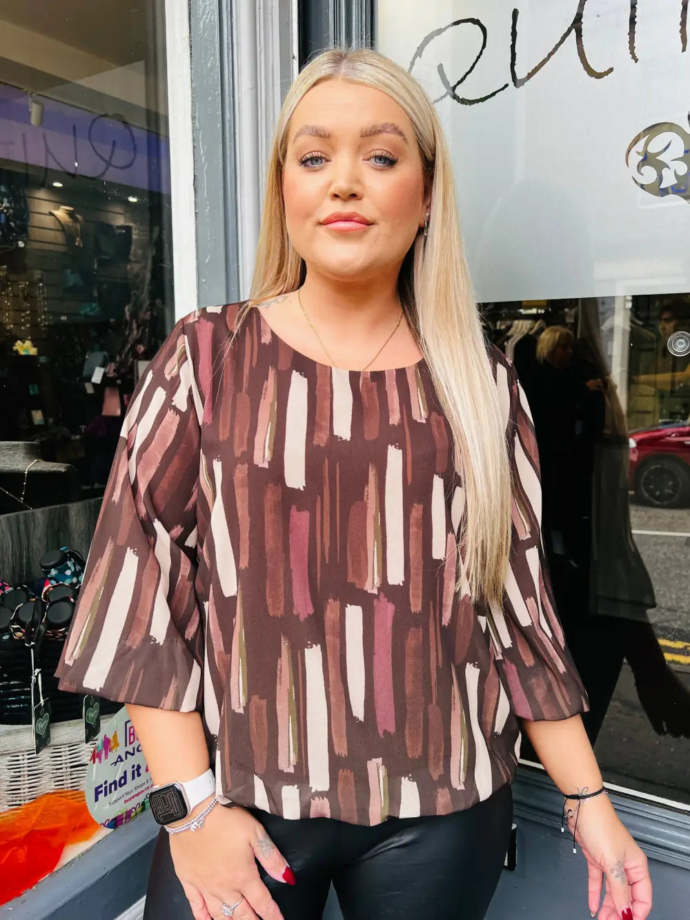 Sofia Chiffon Bubble Hem Blouse BROWN - Blouse