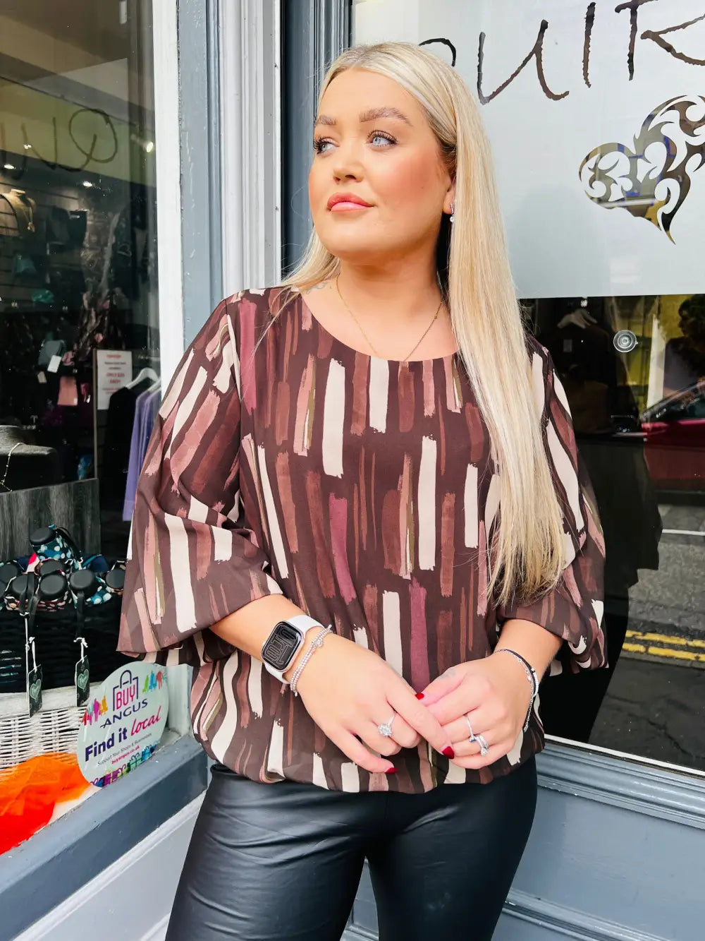 Sofia Chiffon Bubble Hem Blouse BROWN - Blouse