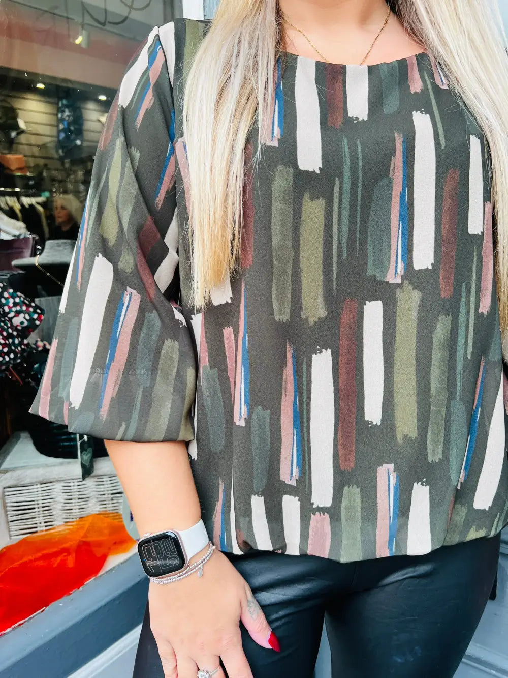 Sofia Chiffon Bubble Hem Blouse KHAKI - Blouse