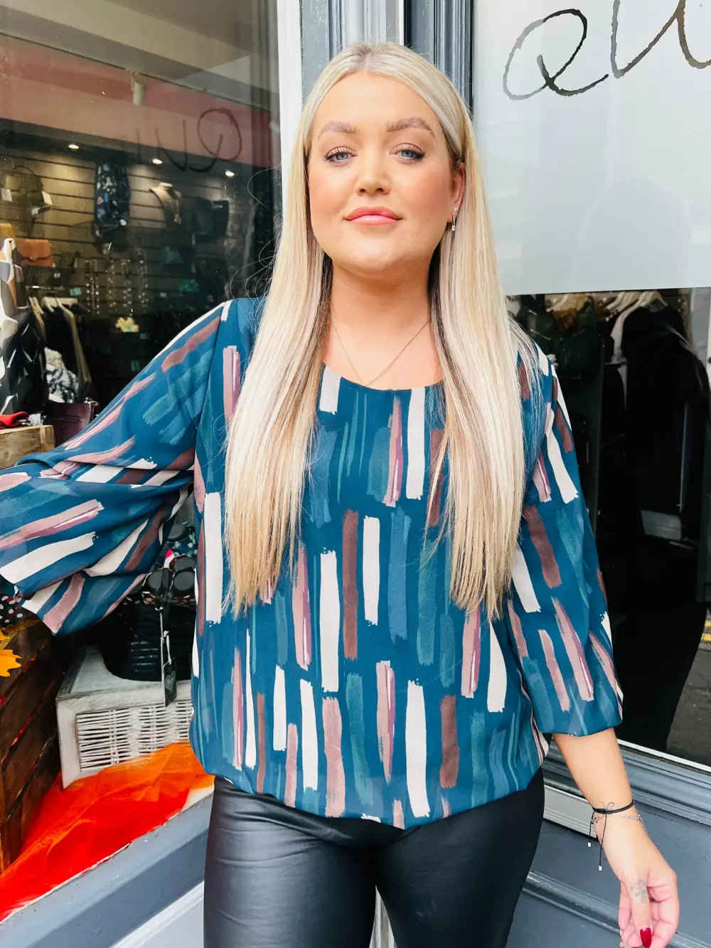 Sofia Chiffon Bubble Hem Blouse TEAL