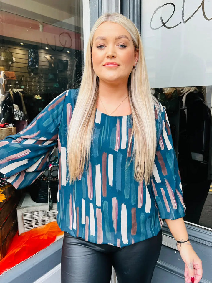 Sofia Chiffon Bubble Hem Blouse TEAL